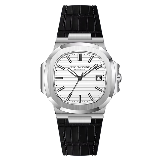 Nautilus Automatic –  White & Black Leather Edition