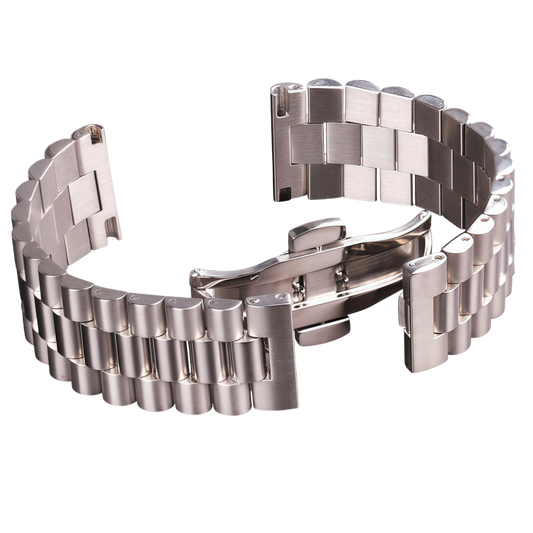 22MM Presidential Silver Stainless Steel Watch Band