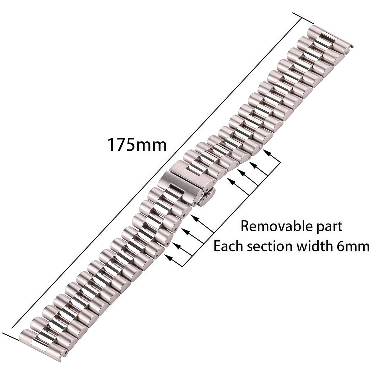 16MM Presidential Silver Stainless Steel Watch Band